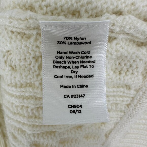 Talbots Cable Knit Cardigan Sweater M Cable Knit Lambswool Cream - Picture 7 of 7
